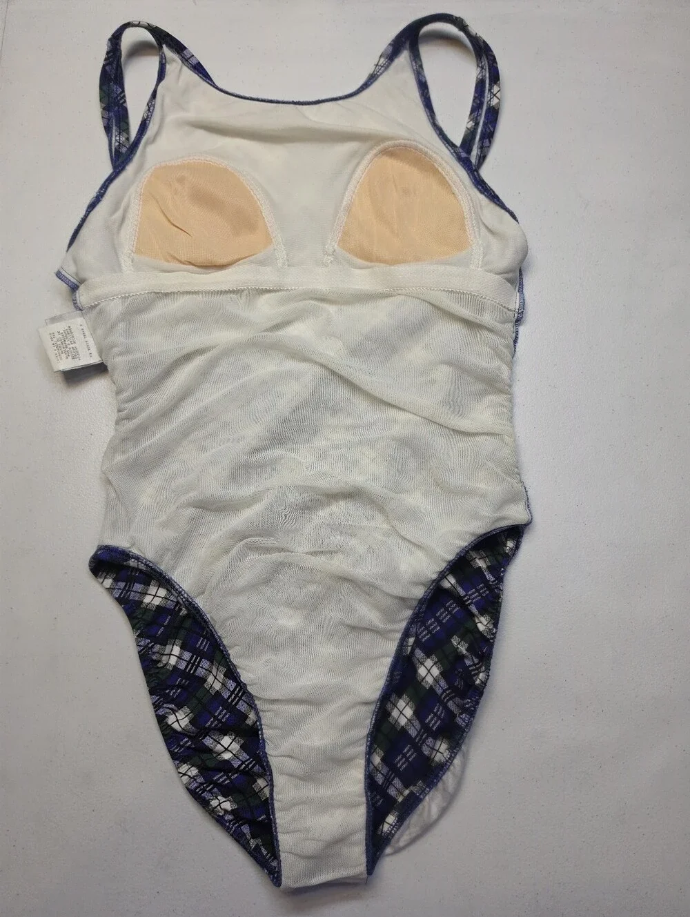Westbound Vintage 90s Blue Tartan Plaid One-Piece Swimsuit Cotton
